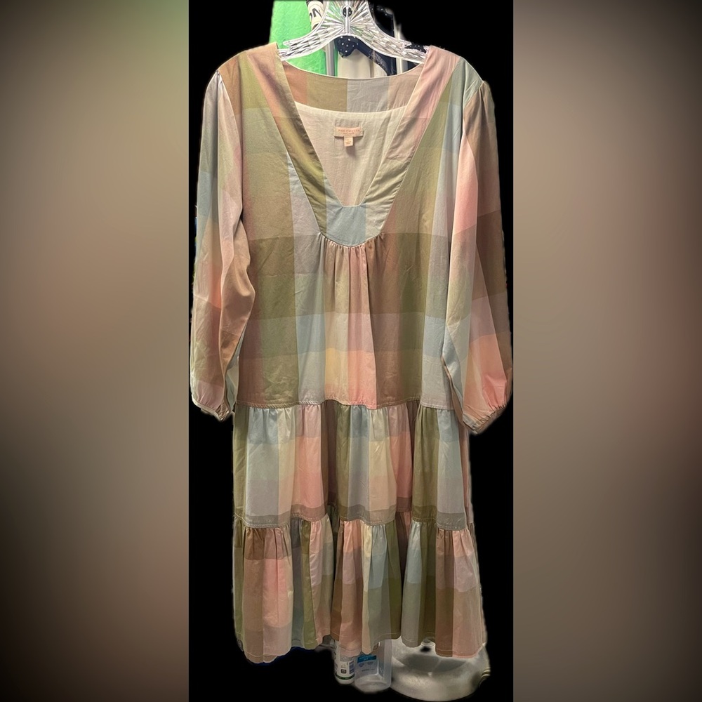 Pink Chicken Ruffled Tiered Green and Pink Sundress - Picture 8 of 8
